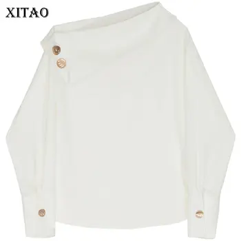 

XITAO Sexy Off Shoulder Top White Shirt Women Clothes 2020 Spring Irregular Sequin Skew Collar Match All Elegant Blouse ZLL4843