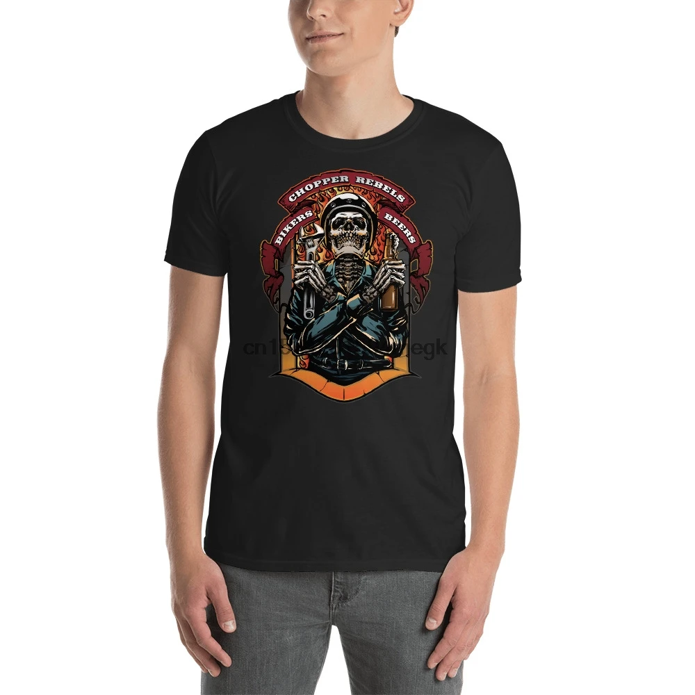 Biker Skull Motorcycle Skeleton Bike Motor Helmet Chopper Unisex T-Shirt Shirt |
