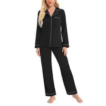 

Women Satin Pajamas Pyjamas Set Female Soft Elegant Sleepwear Long Sleeve Pajamas for Women Autumn Long Homewear Casual
