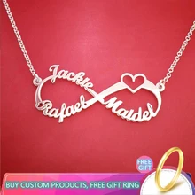 Бесконечность имя Нержавеющая сталь ожерелье очаровательное сердце подвеска Бесконечность для женщин персонализированное имя Индивидуальные ювелирные изделия лучший подарок