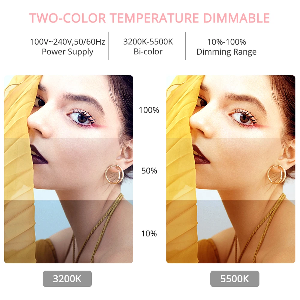 SPASH RL-12A LED Ring Light Photography Lighting Bi-color 3200K 5500K CRI90 Ring Lamps for Vlog Camera Youtube Photo Lamp 14inch 8