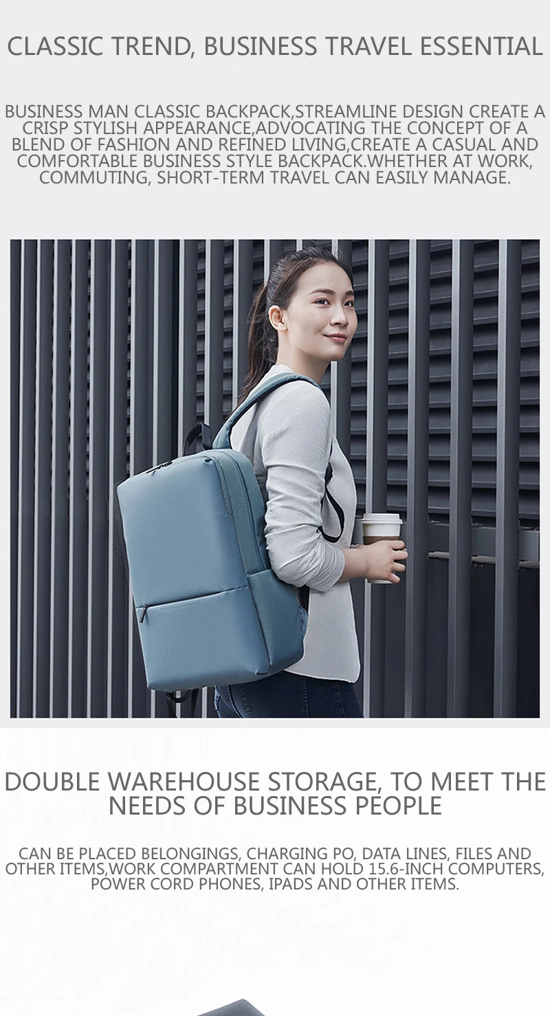 Классический деловой рюкзак Xiaomi 2 поколения, мужская сумка для ноутбука 15,6 дюймов, водонепроницаемый рюкзак для путешествий, большая вместительность 18л