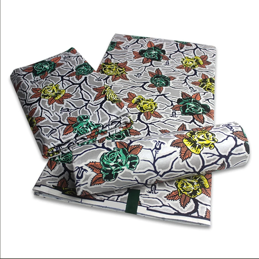New Nigerian Green African Wax Fabrics Cotton Rapper Batik Ankara Best Quality Golden  Material For Sewing