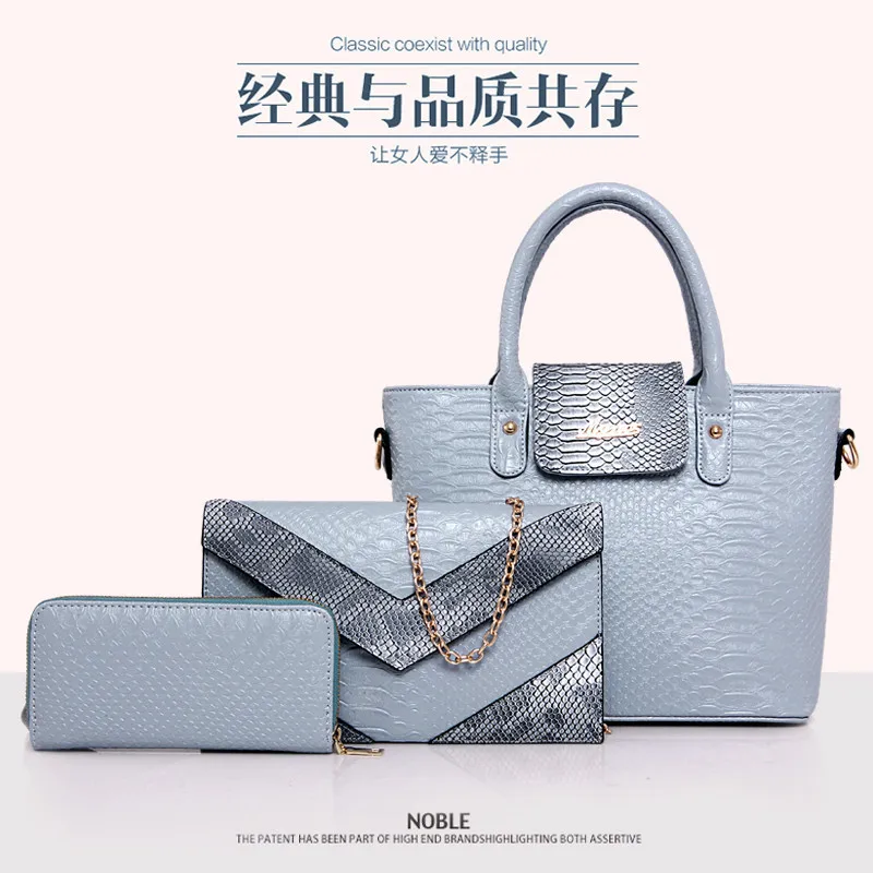 

2017 New Style Trend of Fashion Snakeskin Three-piece Set Women's Bag Europe And America Top Grade Mother And Child Fashion Hand