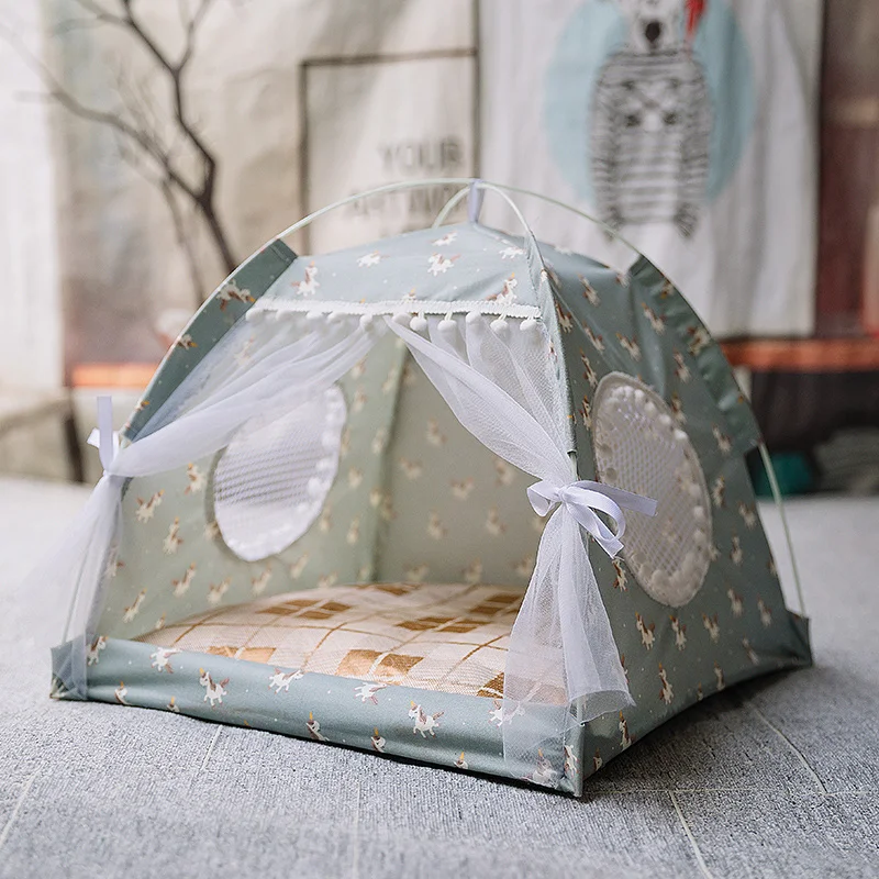 Sweet Princess Cat Bed Foldable Small Cats Tent House Kitten Dog Basket Beds Cute Cat Houses Home Cushion Pet Kennel Products