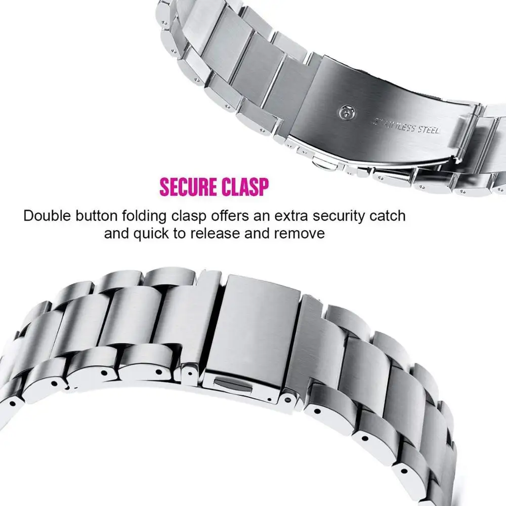 Galaxy watch 46 мм ремешок для gear S3 frontier huawei watch GT amazfit bip ремешок 22 мм браслет из нержавеющей стали