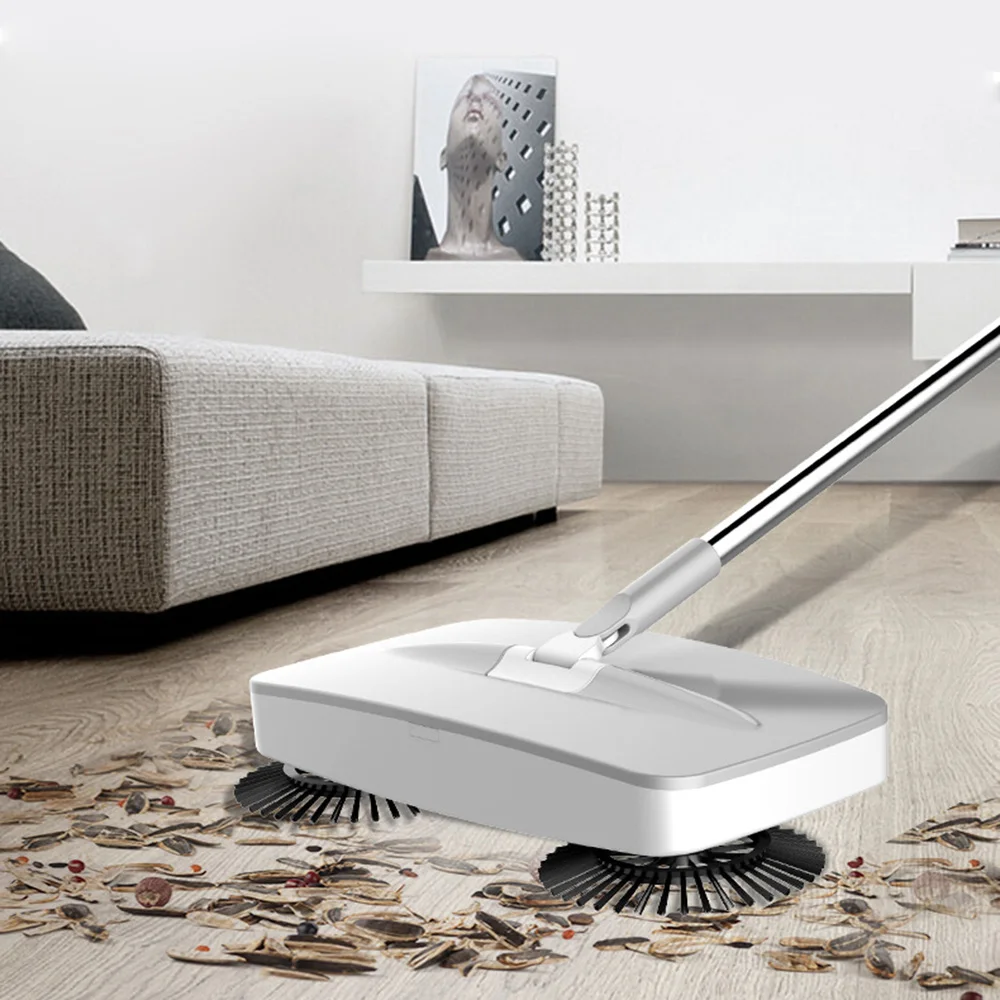 Hand Push Sweeper 2 in 1 Sweeping Mop with Garbage Chute Household Cleaning 360 Degree Hand Push Automatic Sweeper Broom