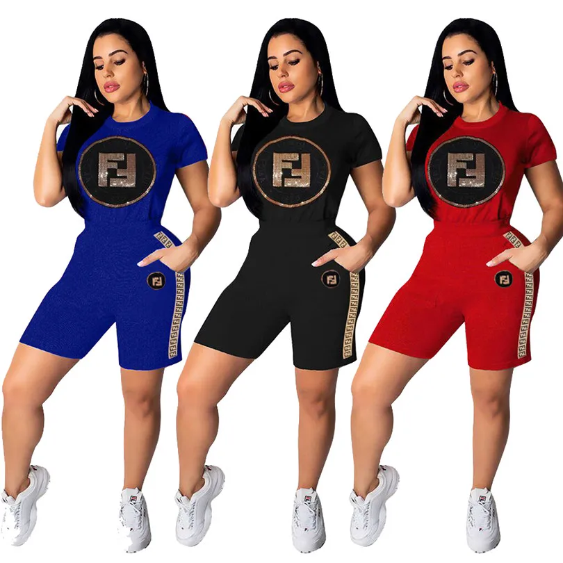 

2019 summer new style, fashionable African national style, sequin decal, leisure sports two-piece set