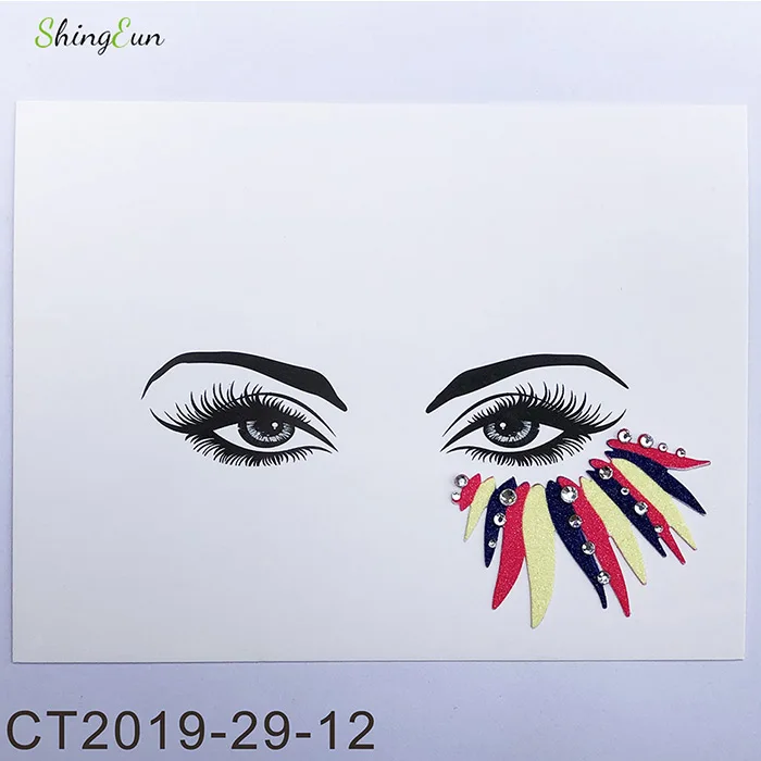 Nissi 1PC Flash Gems Waterproof Face Eye Tattoo Women Fashion Festival Party Makeup Body Jewel Temporary Tattoos - Цвет: 29-12