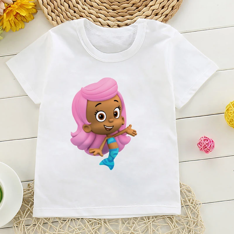 newly children's t-shirt cute Bubble Guppies Let's Dance Girls print girls t shirt kawaii kids tshirt short sleeve tops t shirt green child	 Tops & Tees