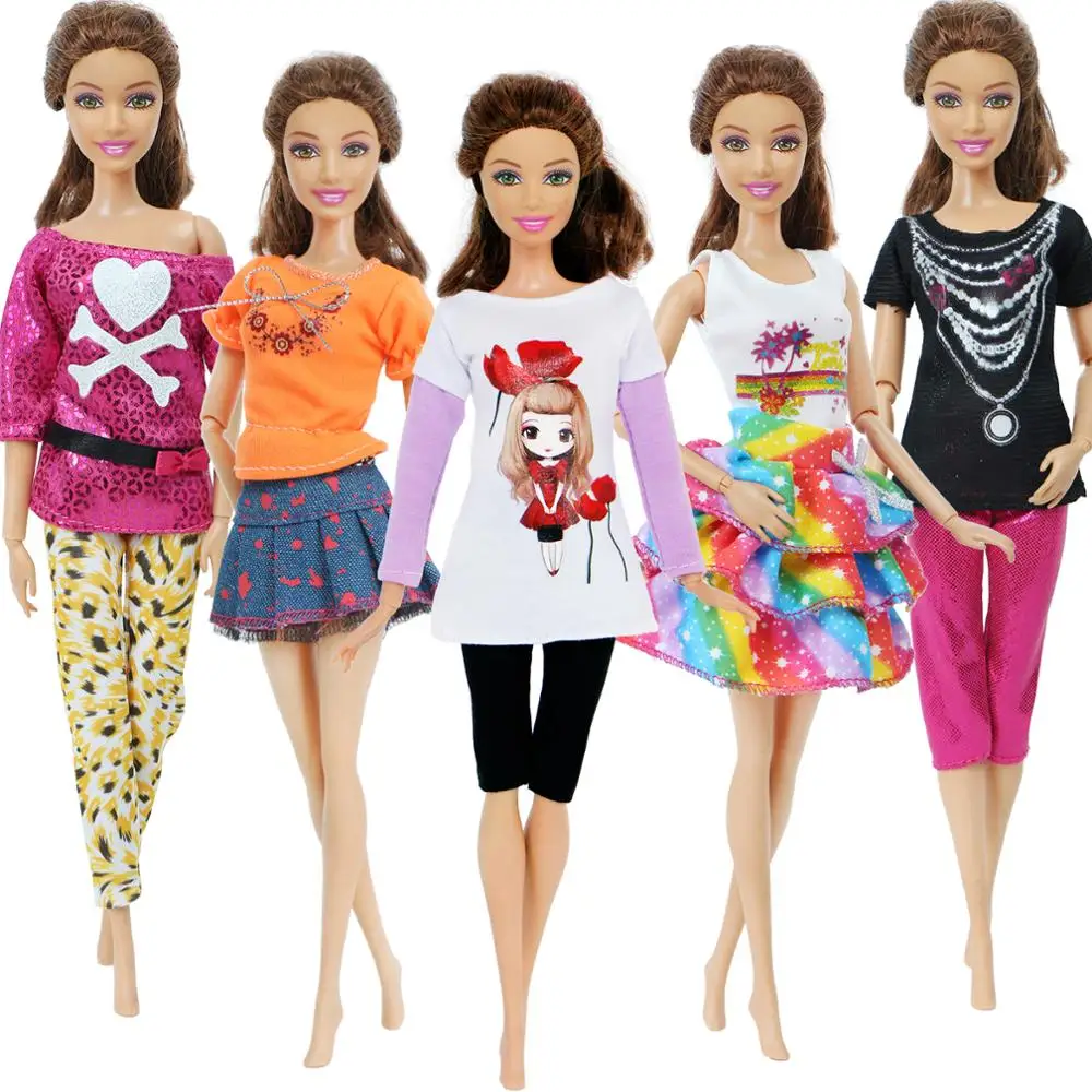 Fashion Mixed Style Outfits Colorful Wedding Party Dress T-shirt Trousers DIY Accessories Clothes For Barbie Doll Baby Toy barbie doll clothes doll clothes accessories doll clothes doll accessories