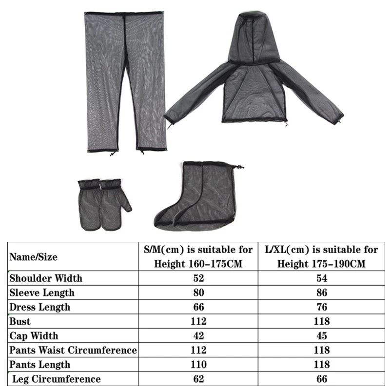 Mesh Hooded Mosquito-Proof Suit Outdoor Fishing Adventure Insect-proof Clothing Set Camping Hiking Anti-Mosquito Bite Clothes