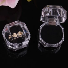 

Mini Jewelry Box Ring Box Octagonal Transparent Jewelry Packaging Box Single Storage Box Ring Display Box Earring Storage NEW