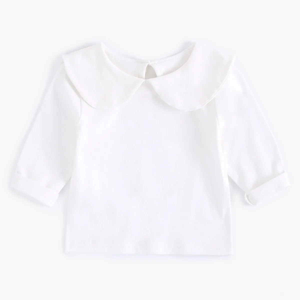 long sleeve Детская футболка с длинными рукавами на весну и осень, белая детская одежда, весенне-летняя футболка с кукольным воротником - Цвет: long sleeve