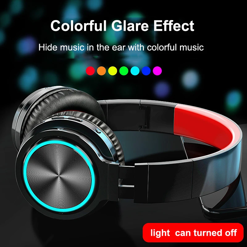 B12 Bluetooth Headphone Bass Wireless Headset 7 Colors Glow With MIC Support TF Card For Phone For Xiaomi For iPhone PC