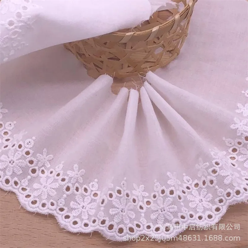 

28 Y Factory direct embroidery cotton lace Children's clothing cotton trim perforated embroidery fabric Wide cotton lace Report