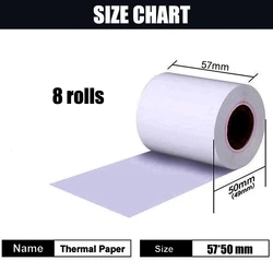 Thermal Paper 57x 50mm 8 Rolls Cash Register 58mm POS Printer 10m Long Mobile Bluetooth for Paperang & Peripage Mini Printer