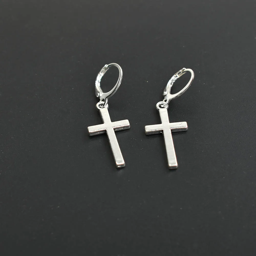 Dangle earrings cross earrings geometric earrings Silver Color Cross Moon Dangle Earrings For Women Fashion Jewelry Metal Geometric Earring Pendientes Mujer Moda