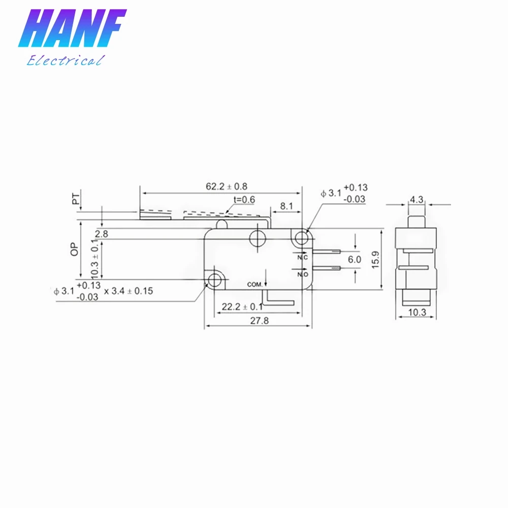 5 шт. V 153 1C25 микро переключатель мгновенный самовозвратный SPDT 1NO1NC 15A/250В длинный