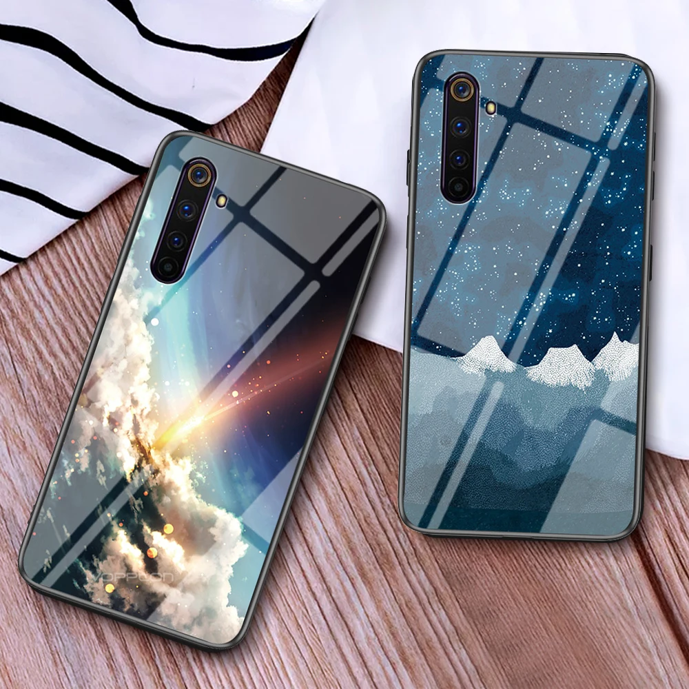 Чехол Starry из закаленного стекла для OPPO Realme 6 Pro чехол с рисунком неба жесткая