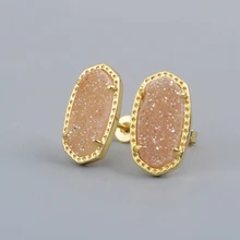 Kendra Drusy серьги-гвоздики шестигранные радужные синие серебряные титановые серьги-гвоздики Druzy драгоценные камни Модные женские шпильки дропшиппинг