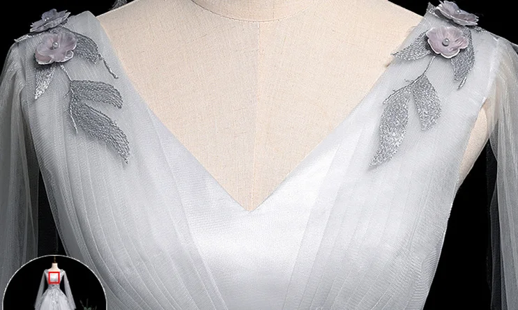 It's YiiYa Wedding Dress Long Sleeve Gray Wedding Dresses Appliques Beading Bridal Gowns Long Vestidos De Novia OY216