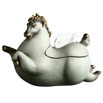 

European Luxury Home Tissue Box Creative Horse New Chinese Style Bedroom Living Room Coffee Table Tray Cute Napkin Tray M3565