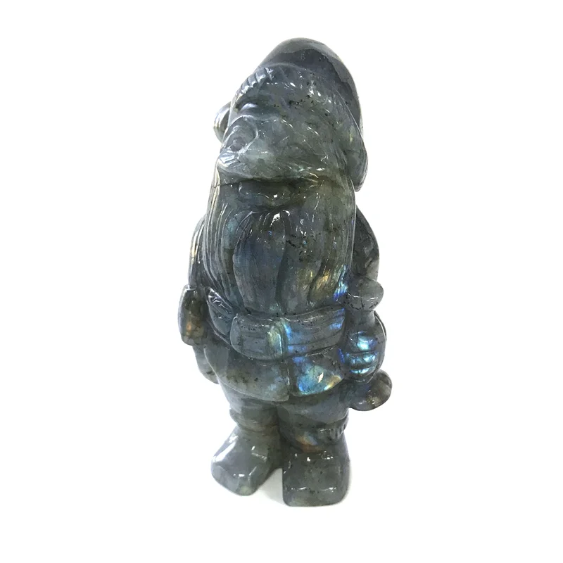High Quality Hand Carved Polished Labradorite Christmas Old Man Crystal Figurine Craft Santa Claus Minerals Statue Decor Gifts