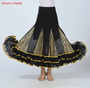 

Ballroom Dancing Costume Long Skirts Competition Ladies Waltz Dance Skirt Modern Standard Tango Dancewear Performance Mesh