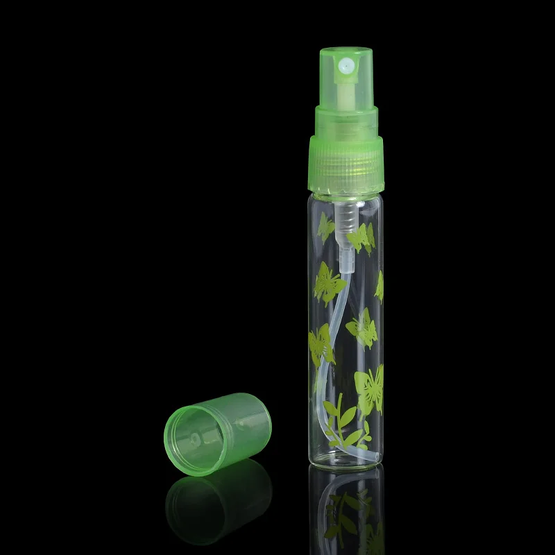 MUB-(5 шт./лот) 5 мл мини многоразовый парфюмерный флакон с распылителем портативная стеклянная Пустая бутылка-спрей с принтом бабочки - Цвет: Зеленый