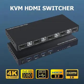 

Hdmi Four In And One Out Mouse Keyboard Usb Sharer Kvm Switch 4K Image Adaptive Screen Resolution Fast Cooling