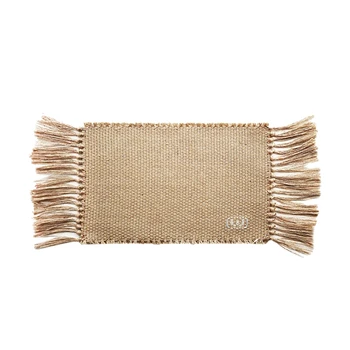 

Jute Handmade Tassel Table Mat Floor Mat Anti-Wear Insulation Table Flag Decorative Carpet 50X90cm