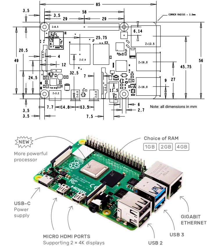 Original mais recente raspberry pi 4 modelo