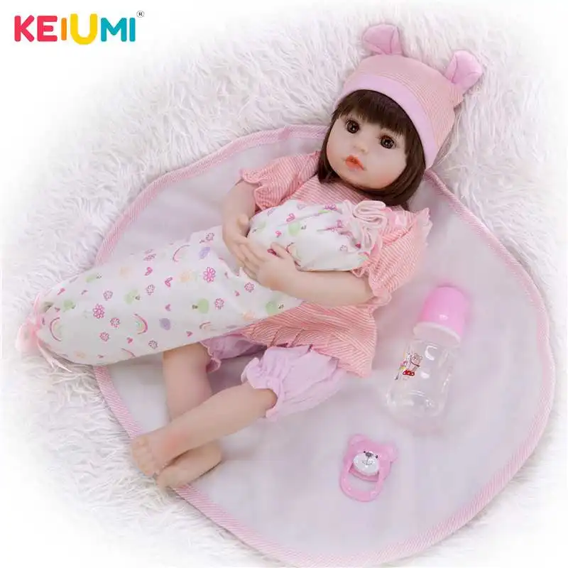 

KEIUMI 46cm Silicone Soft Handmade Reborn Baby Doll Princess Newborn Lifelike Toy Baby Dolls Children Birthday Christmas Gifts