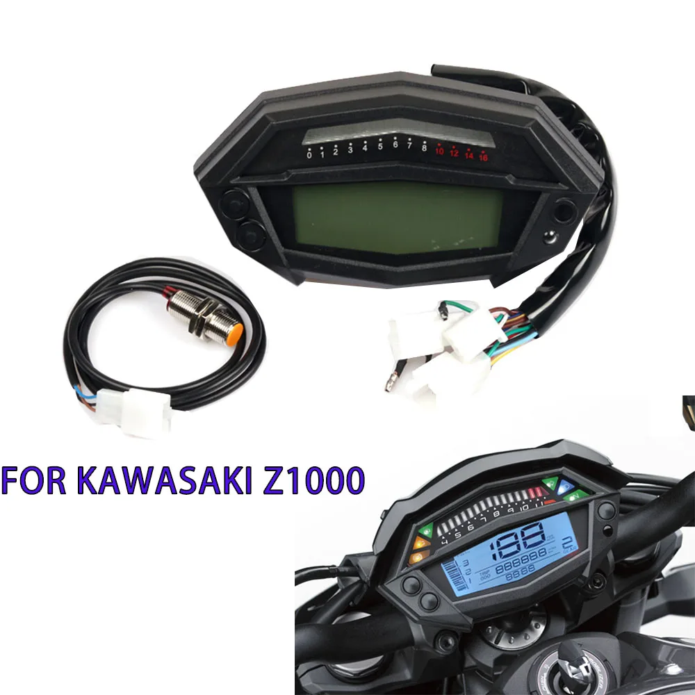 

For kawasaki Z1000 tachometer hour meter odometer LCD digital speedometer gear indicator motorcycle 7colors speedometer adjust