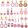 2022 New Korean Acrylic Pink Geometric Earrings for Women Cute Romantic Round Flower Heart Candy Color Fashion Jewelry Brincos ► Photo 1/6