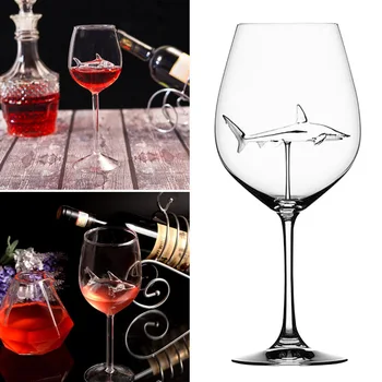 

Red Wine Glasses with Shark Inside Goblet Glass Lead-Free Clear Glass for Home Bar Party HFing
