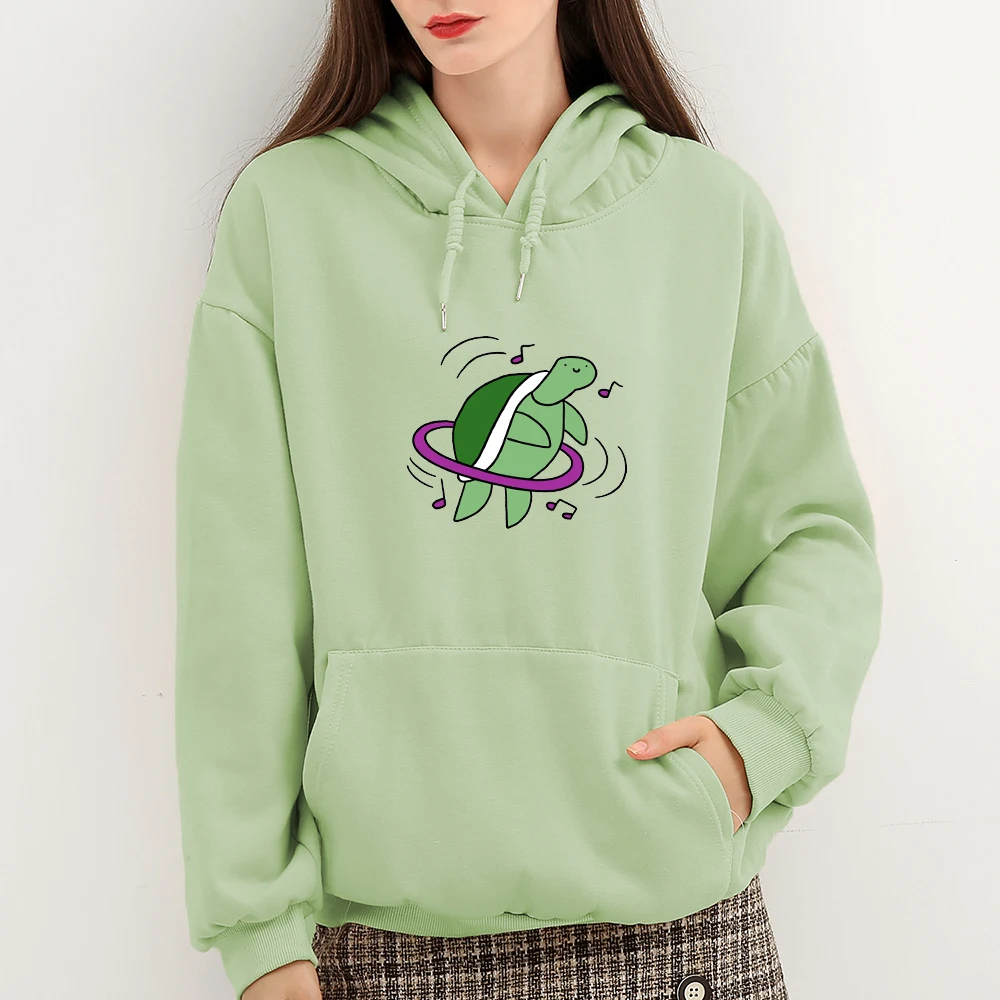 

Harajuku Tortoise Kawaii Hoodies Vintage Pullover Women Sweatshirts for Teen Girls Streewear Thick Loose Women Hooded Sweatshirt