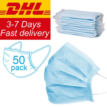 

IN STOCK Profession anti virus Mask Pre sale 50Pcs One time mask PM2.5 Anti Fog Dust-proof Non-woven Melt Blown Three-layer Mask