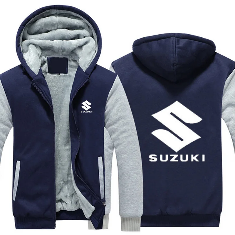 Горячие новые куртки SUZUKI мужские утепленные толстовки для верховой езды куртка на молнии флисовая толстовка