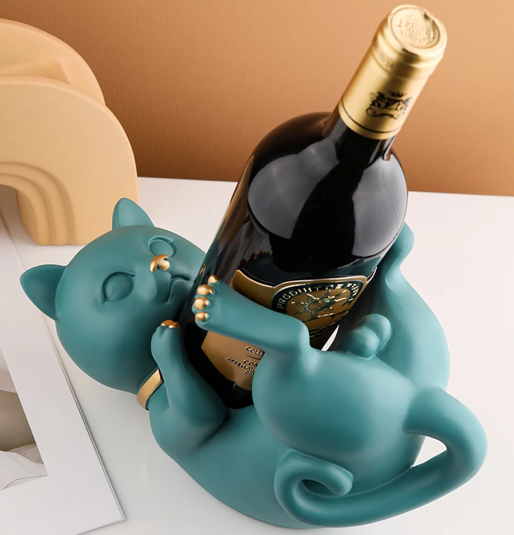 Creative Lying Cat Sculpture Resin Figurine Wine Rack Holder Shelf Stand Home Living Room Office Decoration Craft Gift | Дом и сад