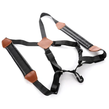 

Adjustable Leather Tenor Alto Soprano Saxophone Sax Chest Double Shoulder Strap with EVA Padded Metal Hook Saxophone Accessories