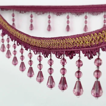 

Hot Sale Luxury Curtain Lace Accessories Tassel Fringe Trim Diy Crystal Bead Love Beads Drapery Sewing Textile Decoration