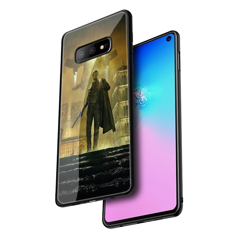 EWAU Deus Ex закаленное Стекло чехол для телефона для samsung S7 край S8 S9 S10 Note 8, 9, 10, плюс A10 20 30 40 50 60 70