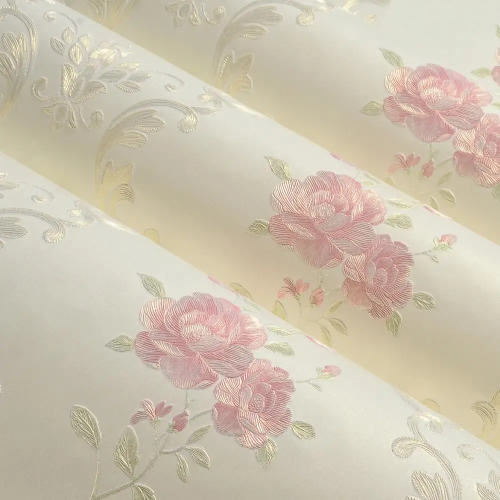 Retro American Flower Pastoral Non-woven Thickened Wallpaper 3D Warm Bedroom Dormitory Living Room TV Background Wall Paper