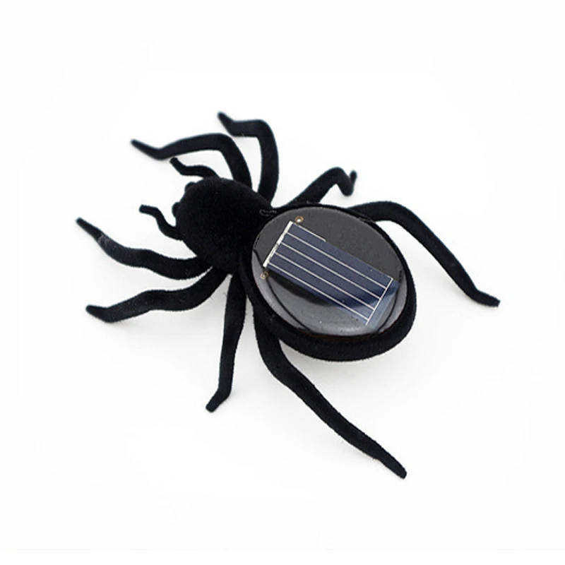 Funny Unique New Mini Kids Toy High Quality Black Durable Educational Robot Scary Insect Gadget Solar Power Spider Trick Toy