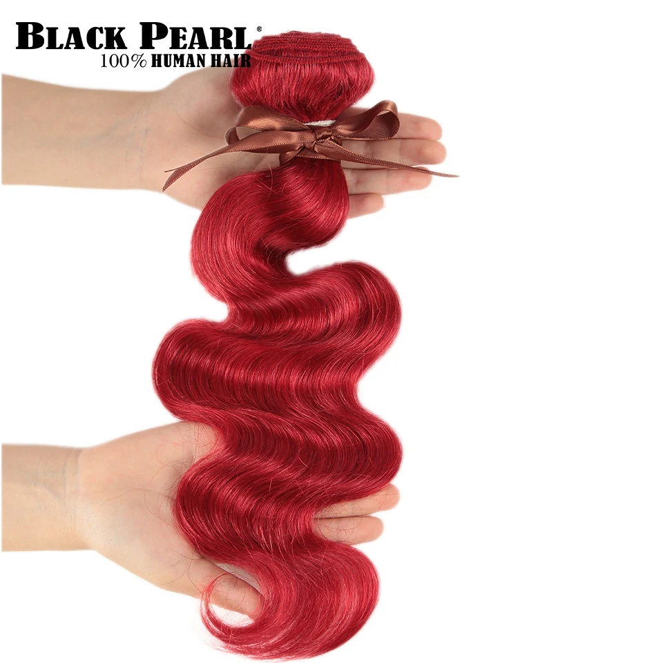Черные жемчужные красные пряди с закрытием, малазийские волнистые человеческие волосы Remy, волнистые красные пряди с закрытием