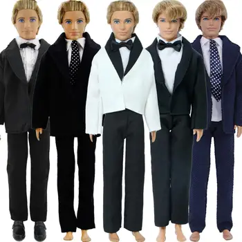 

Handmade Men's Outfit Business Suit T-Shirt Trousers Tie Bow Formal Suit Clothes for Ken Doll Accessories Baby Boy DIY Toy