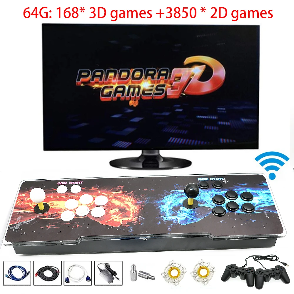3D Pandora WIFI Download Games 4018 in 1 game Board Retro Joystick Console  PC/PS3 Arcade Console USB Joypad Sanwa Restrictor