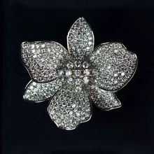 MOONROCY CZ кольца серебряный цвет Кристальный цветок/украшение на свадьбу кольцо для женщин OL девушки дропшиппинг вечерние Гипербола ювелирные изделия оптом